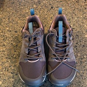 Teva women Brown Athletic Sneakers with Blue Pull Tabs